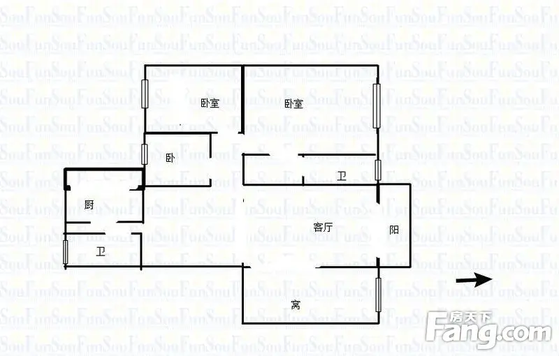 水云居水云居 3室 户型图 3室2厅2卫1厨 0.00㎡