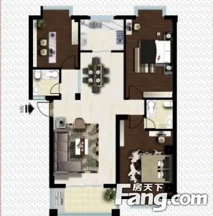 东方名园东方名园 3室 户型图 3室2厅2卫1厨 160.00㎡