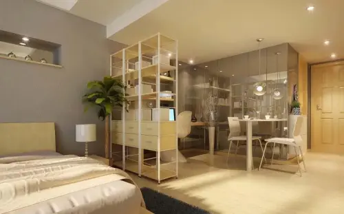 简约一居室 45平小户型装修,中铁二局玛塞城现代简约45.11平米一居室装修设计图片_样板间_实景图-搜房网装修设计网