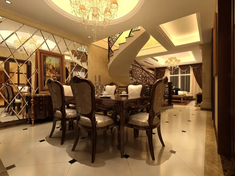 简欧风格四居室餐厅壁纸装修效果图大全-搜房