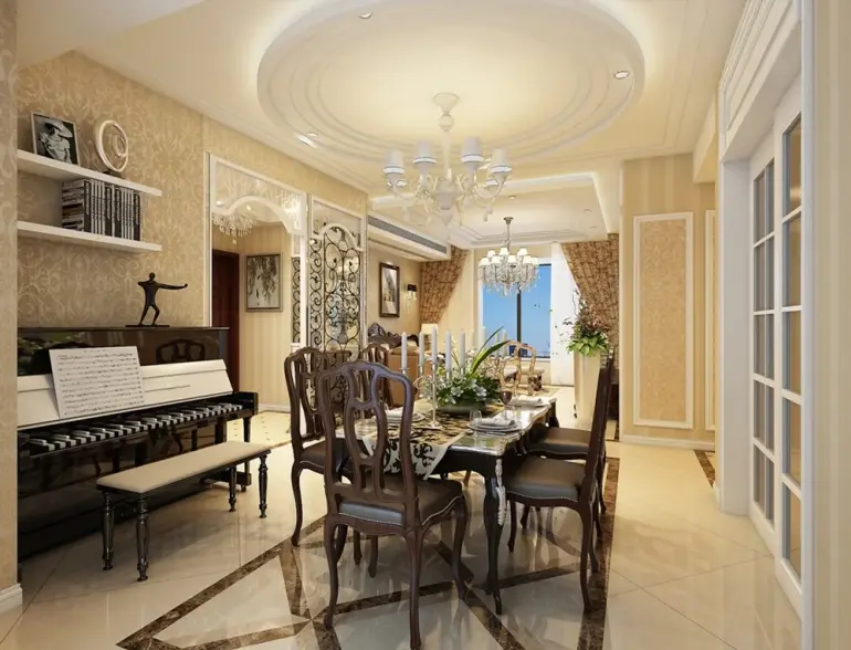 现代简约四居室餐厅壁纸装修效果图大全-搜房