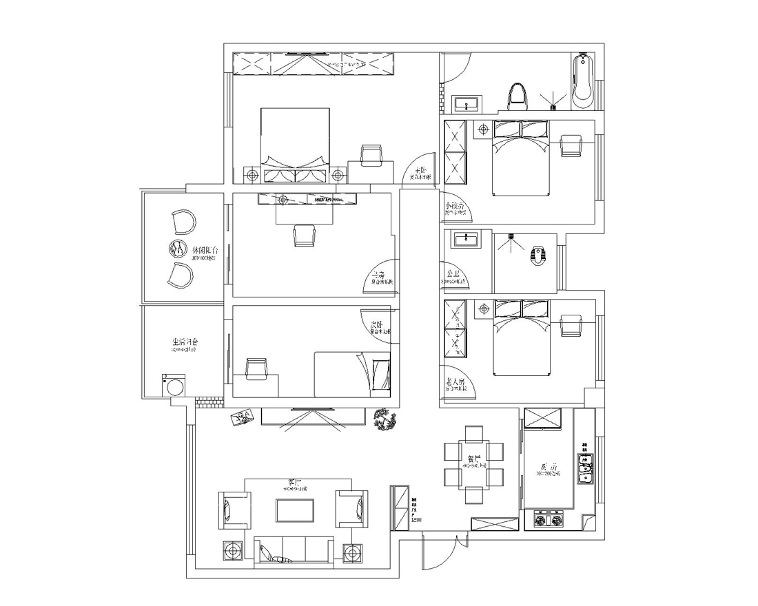 荣和大地-143平米-五居室-现代简约风格