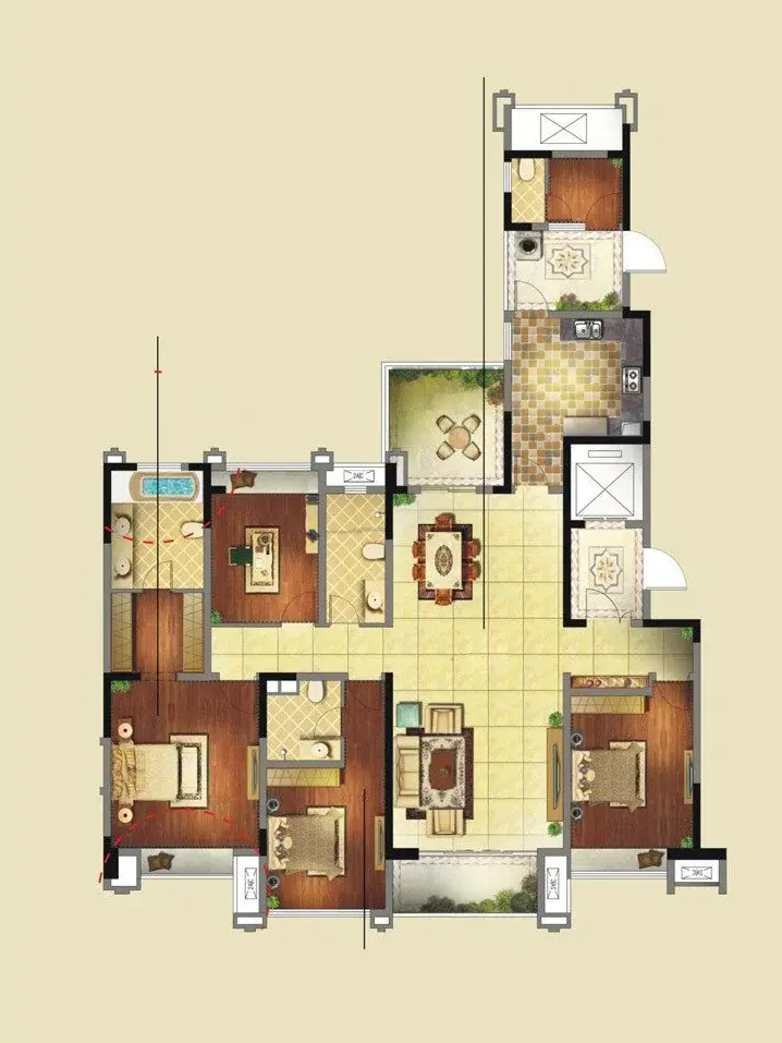 中建桐梓林壹号-中式风格-四居室-看装修案例-
