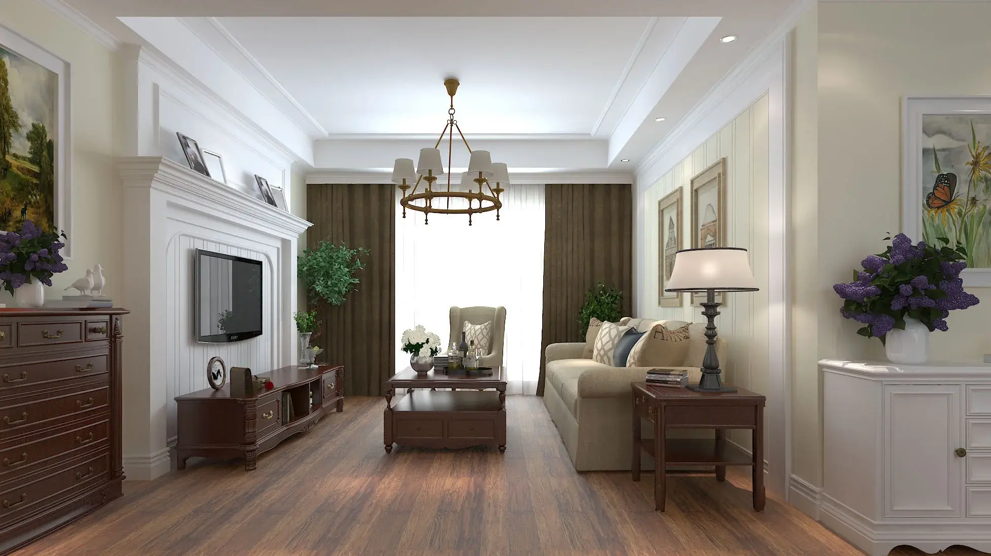 泰来傲城-简美风格-三居室-看装修案例-家天下装修帮