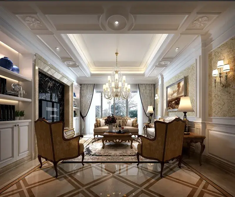 保利国际广场-美式新古典-四居室-看装修案例-