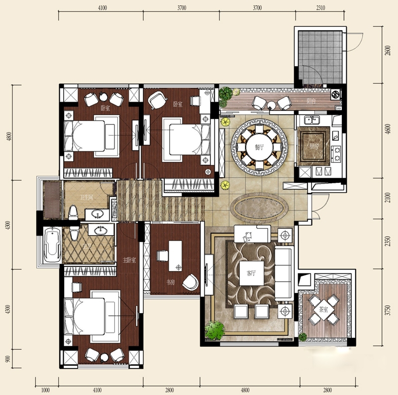 德利AICC(东盟国际文化广场)-四居室-168.00平米-装修设计