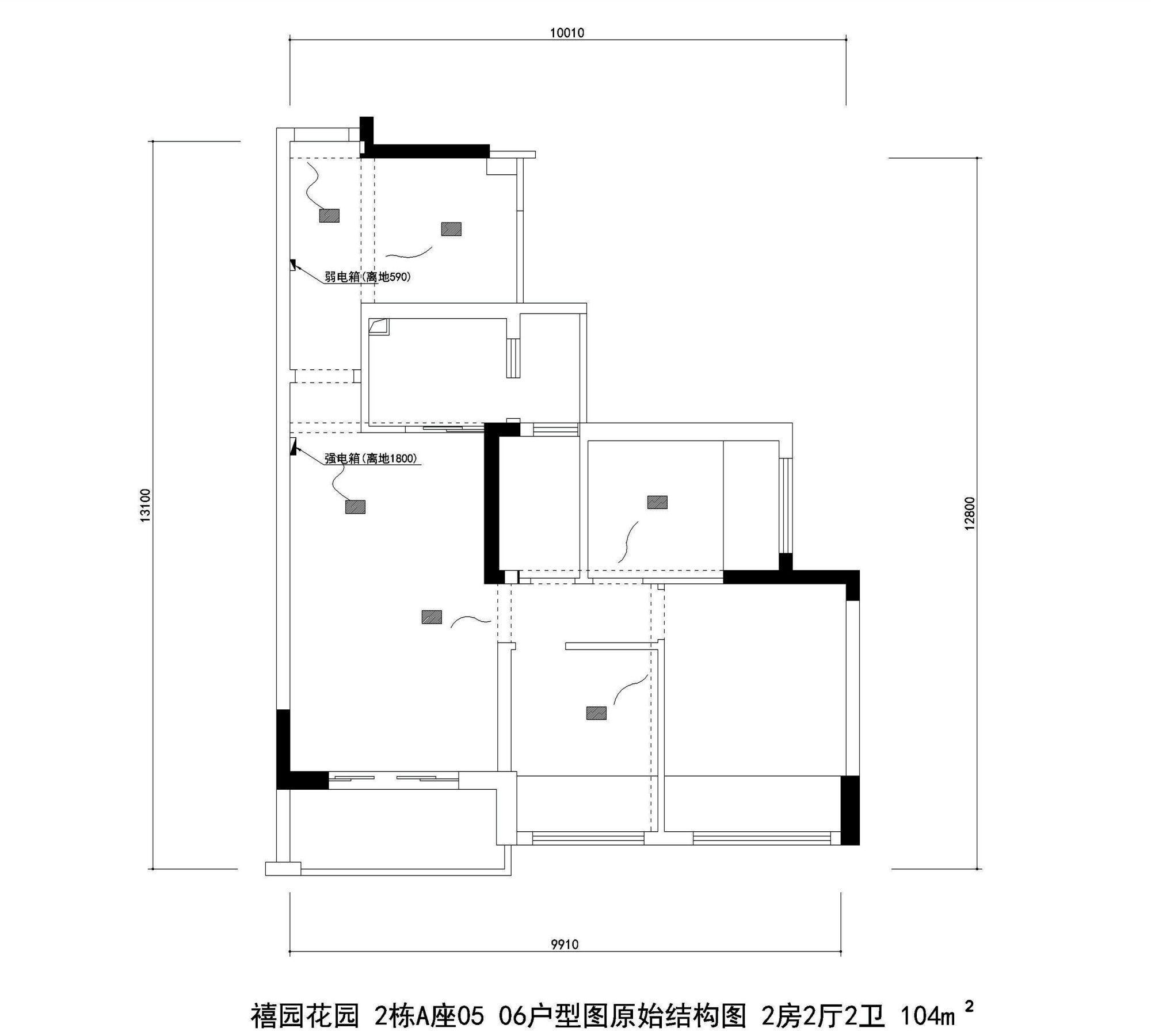 禧园花园2栋a座05 06户型图原始结构图