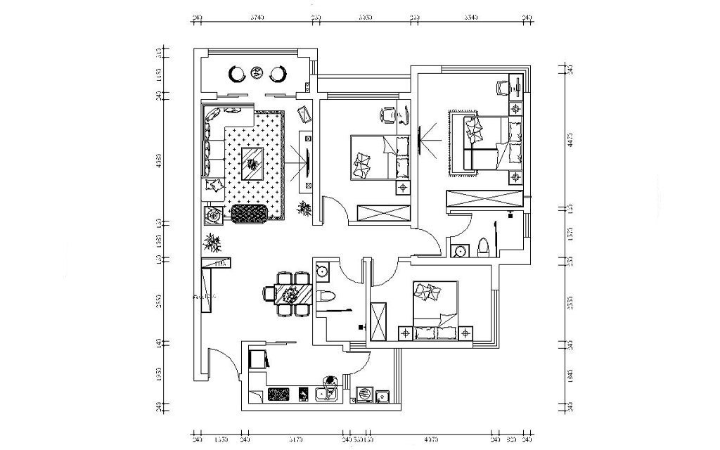 瀚林新城-三居室-114.51平米-装修设计