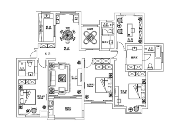 绿地峰云汇-四居室-160.00平米-装修设计