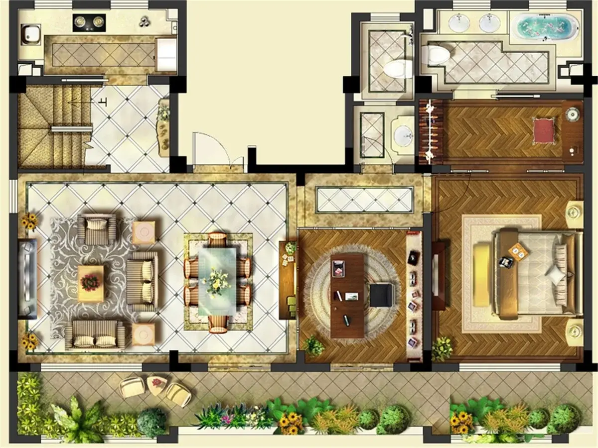 佘山珑原花海间上叠别墅装修设计参考方案