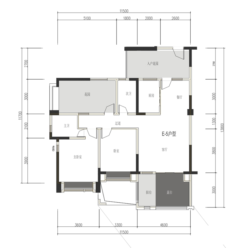新中式二居室二厅一卫120.00平米