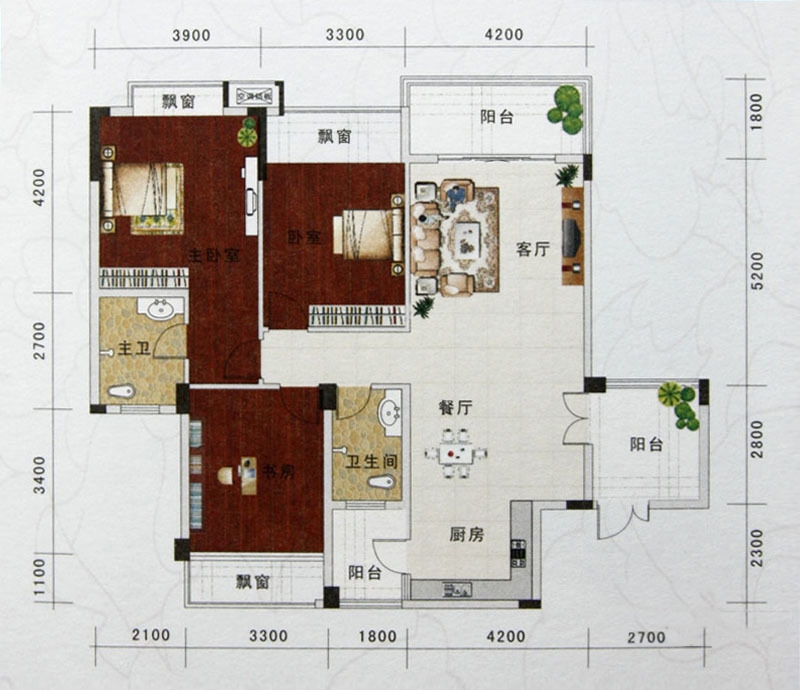 德利凤岭世家-三居室-127.00平米-装修设计