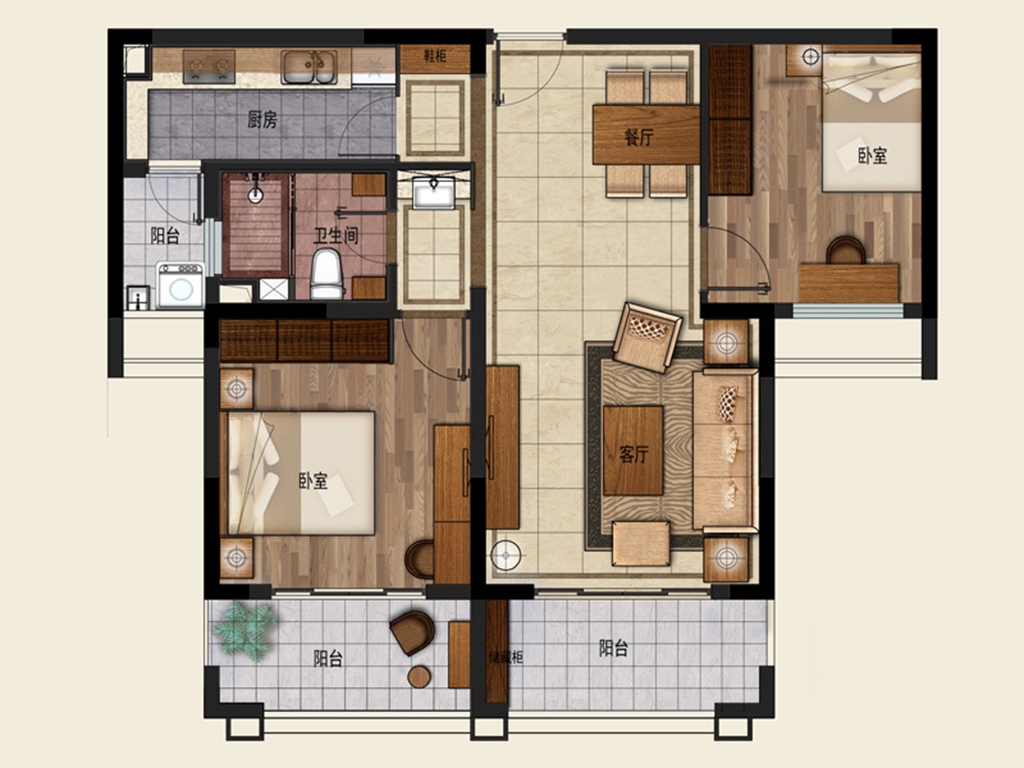 虹桥宝龙城公寓-美式风格-二居室