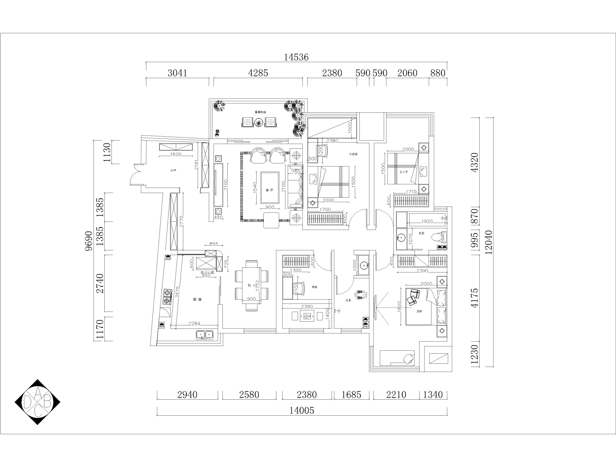 龙光水悦龙湾-四居室-142.84平米-装修设计