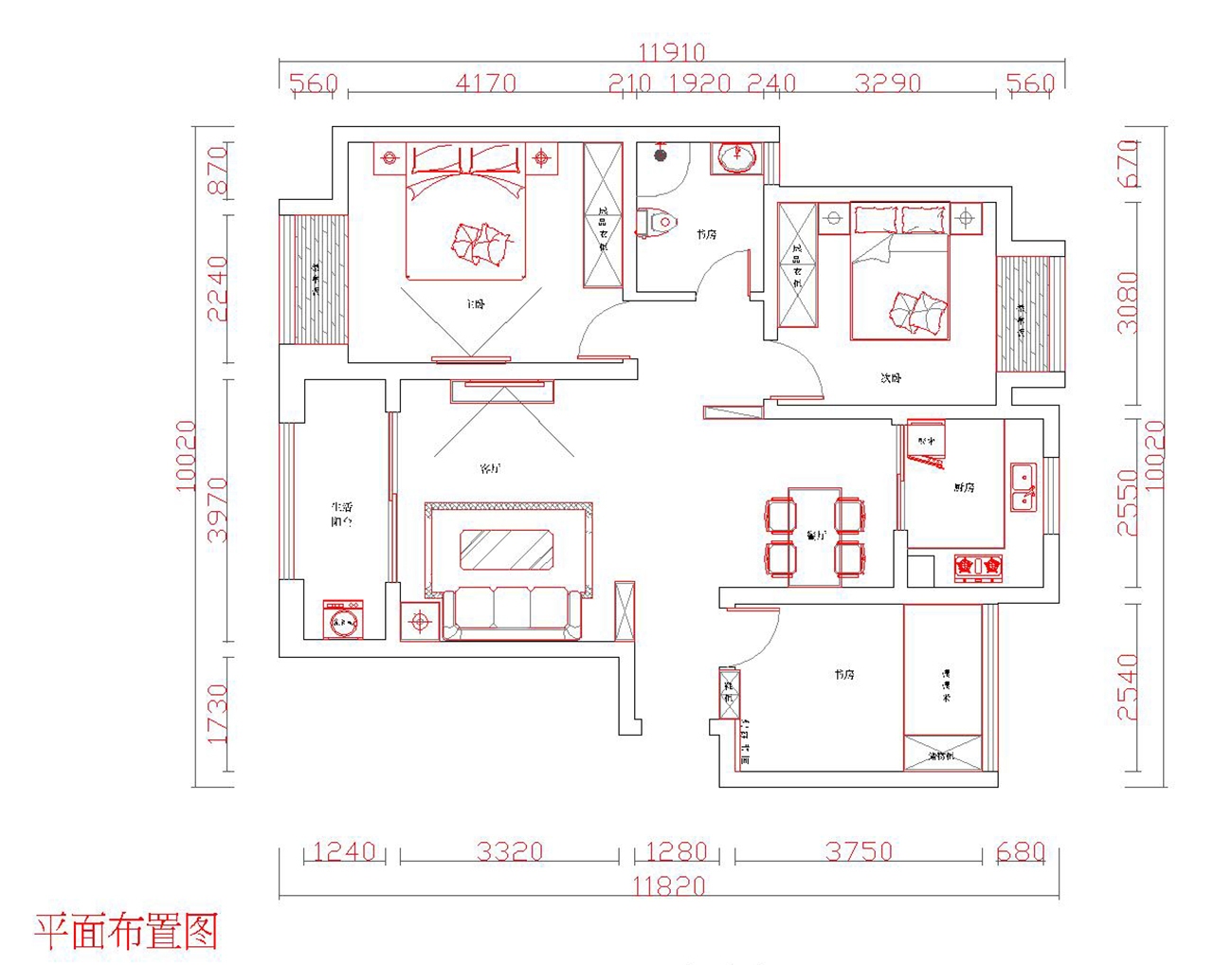华地紫园 现代风格 100平方 3居室