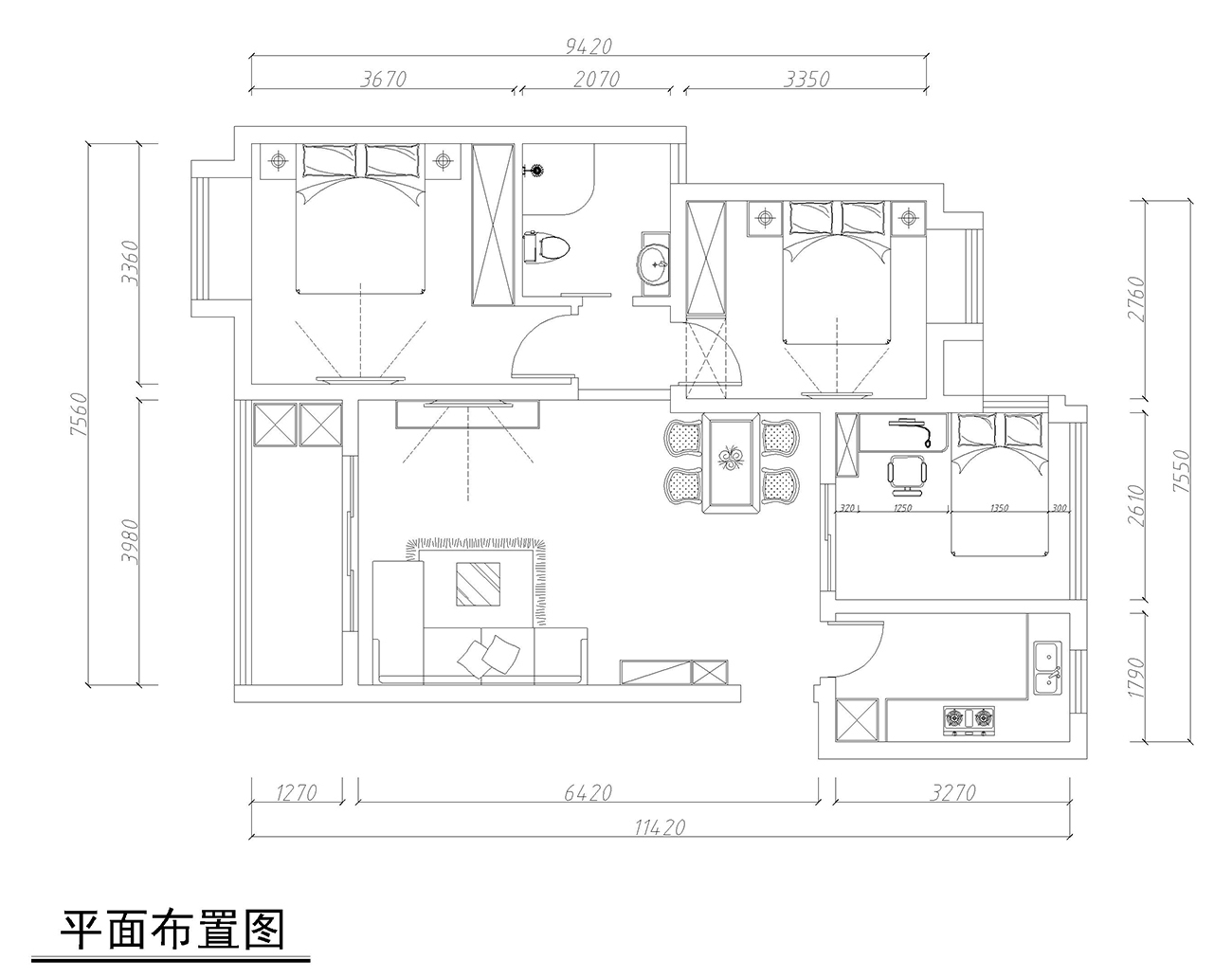 西山银杏 现代风格 90平方 三居室