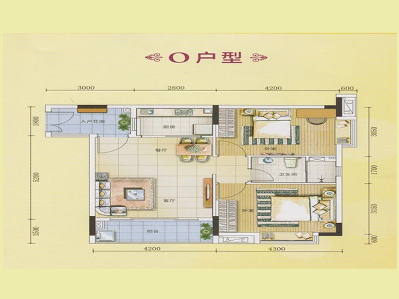 保利林语溪-二居室-65.00平米-装修设计