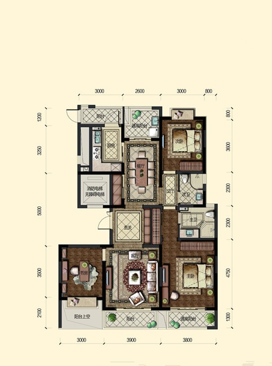 运河天城国际公寓-现代简约-三居室
