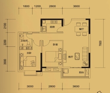 名湖豪庭88平二居室-混搭美式风格效果图