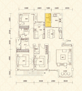 万丰丰泽园151平四居室-美式风格效果图