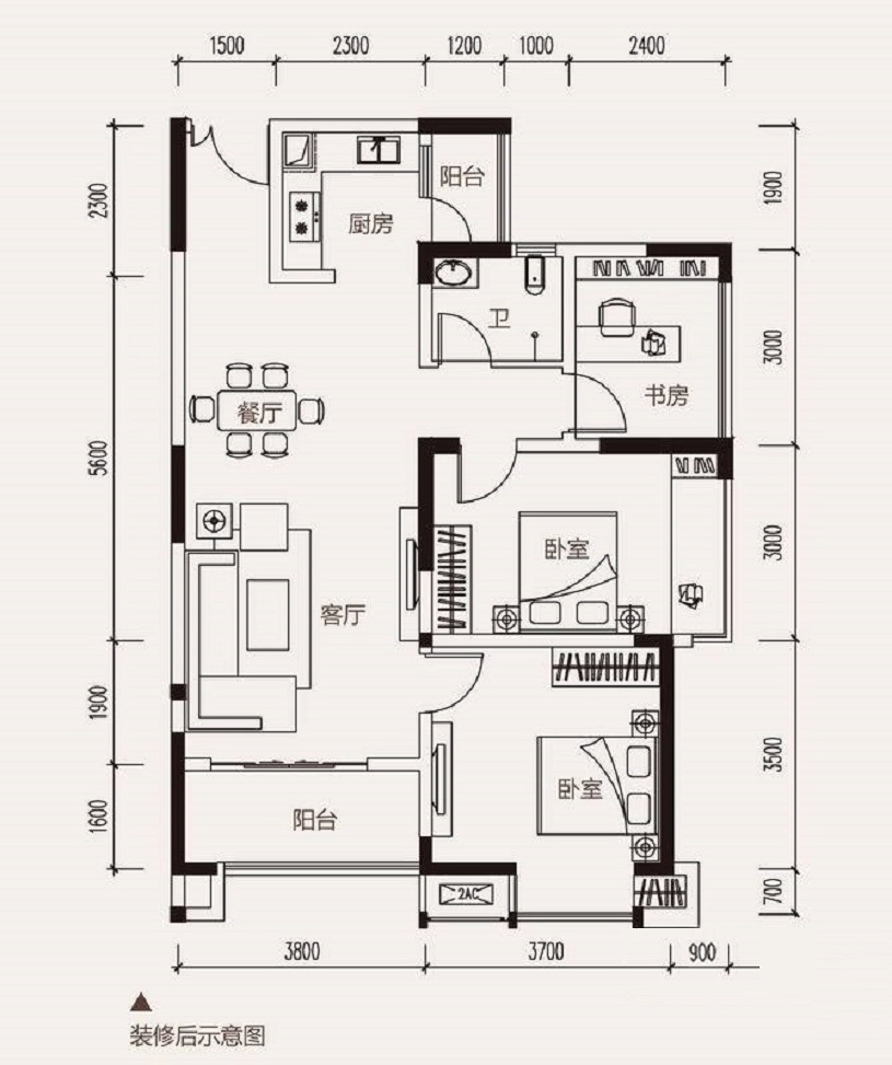 金源城·金源悦峯-三居室-95.83平米-装修设计