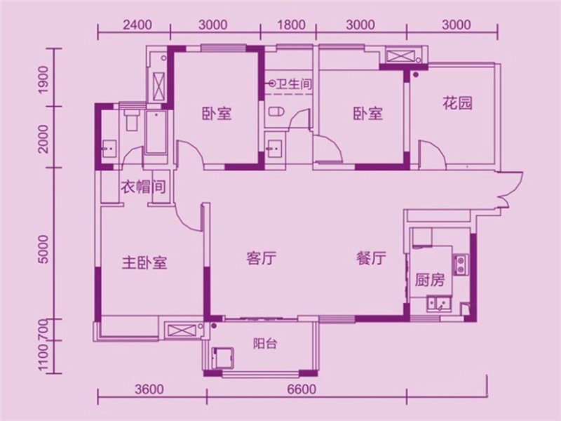 五矿紫湖香醍-三居室-北欧风格
