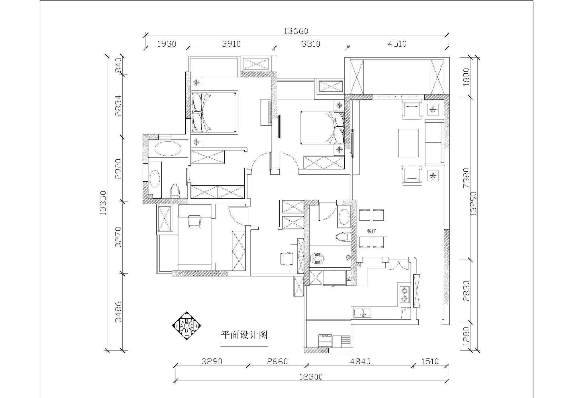 首创鸿恩国际生活区-三居室-101.90平米-装修设计