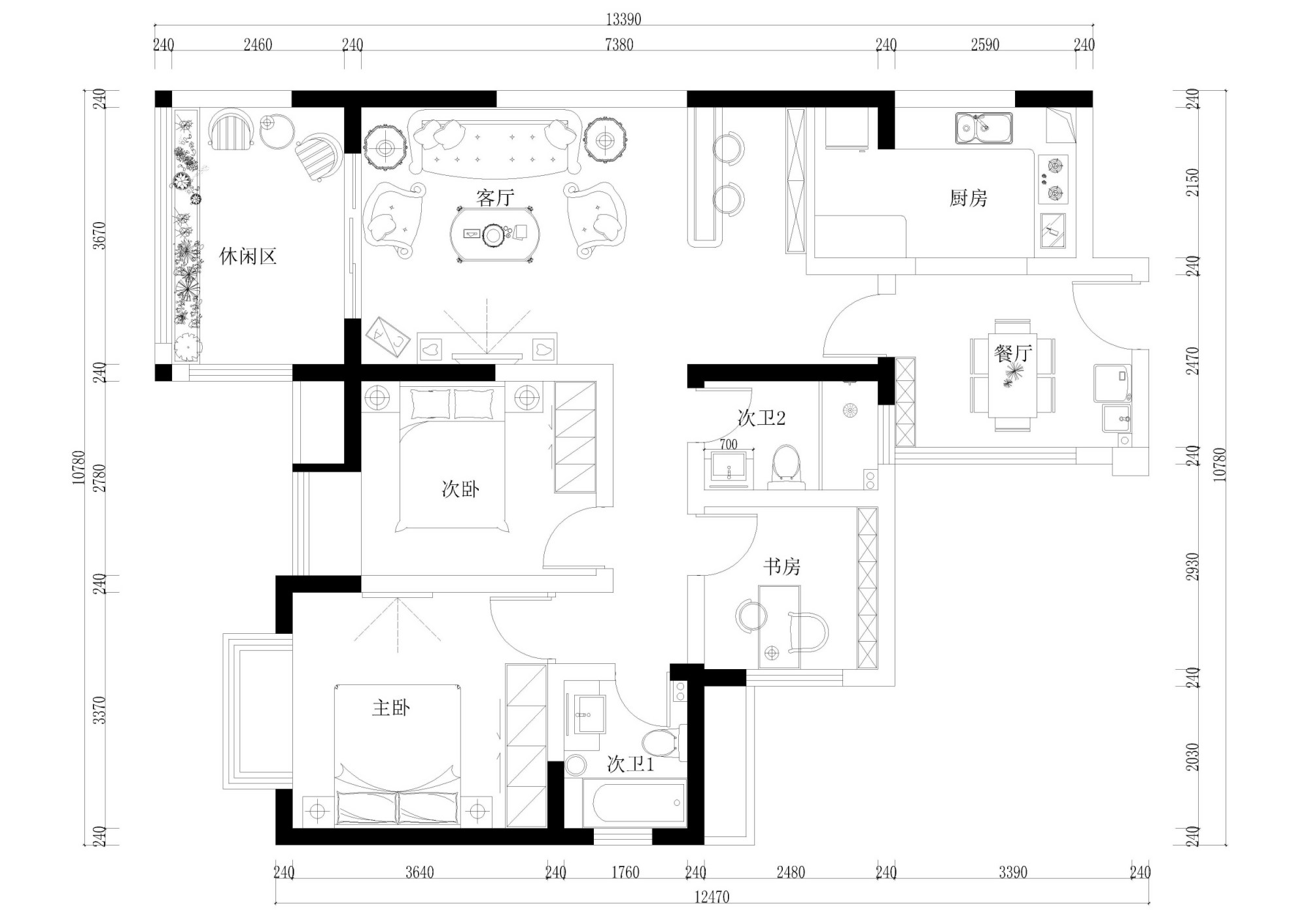 红日江山-三居室-94.00平米-装修设计